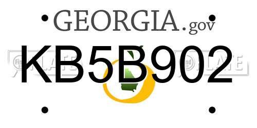 KB5B902 Georgia License Plate