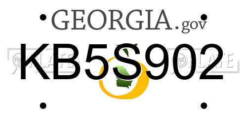 KB5S902 Georgia License Plate