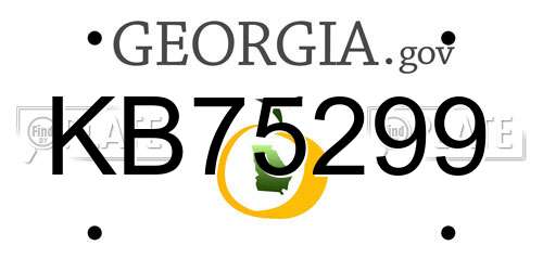 KB75299 Georgia License Plate