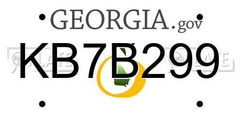 KB7B299 Georgia License Plate