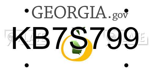 KB7S799 Georgia License Plate