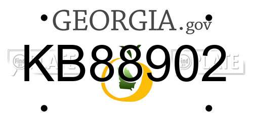 KB88902 Georgia License Plate