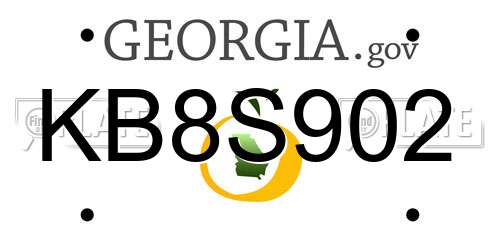 KB8S902 Georgia License Plate