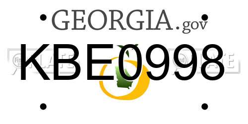 KBE0998 Georgia License Plate