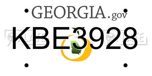 KBE3928 Georgia License Plate