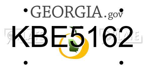 KBE5162 Georgia License Plate