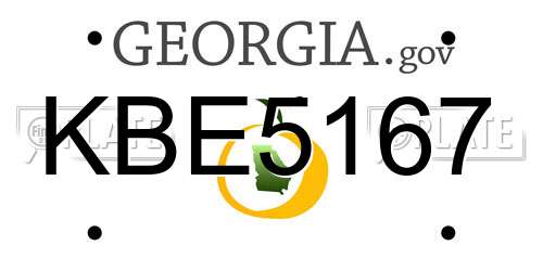 KBE5167 Georgia License Plate