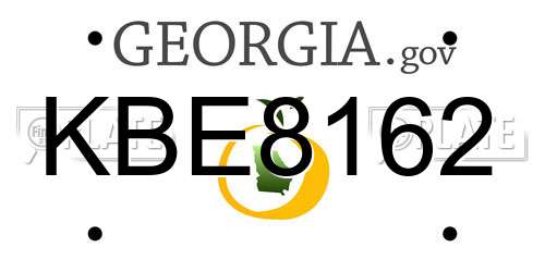 KBE8162 Georgia License Plate