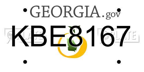 KBE8167 Georgia License Plate
