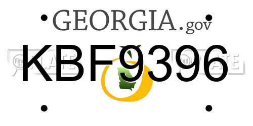 KBF9396 Georgia License Plate