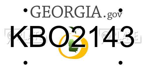 KBO2143 Georgia License Plate