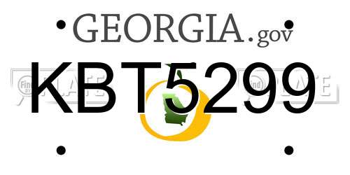 KBT5299 Georgia License Plate