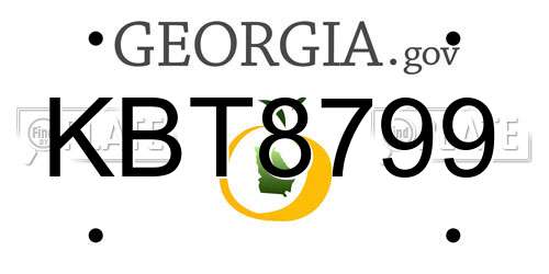KBT8799 Georgia License Plate
