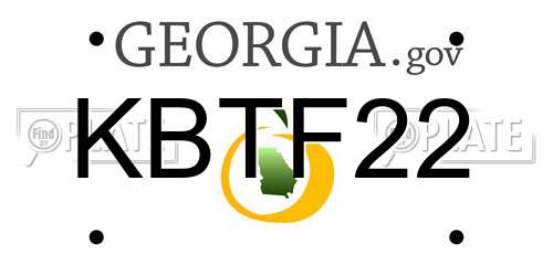 KBTF22 Georgia License Plate