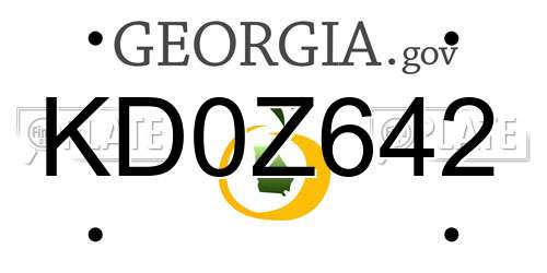 KD0Z642 Georgia License Plate