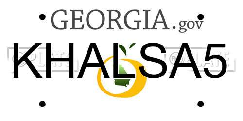 KHALSA5 Georgia License Plate