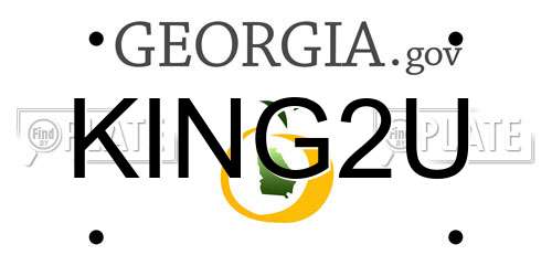 KING2U Georgia License Plate