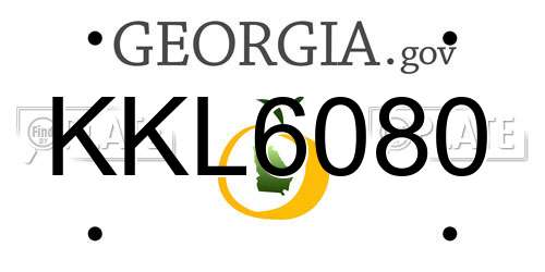 KKL6080 Georgia License Plate