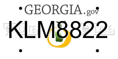 KLM8822 Georgia License Plate