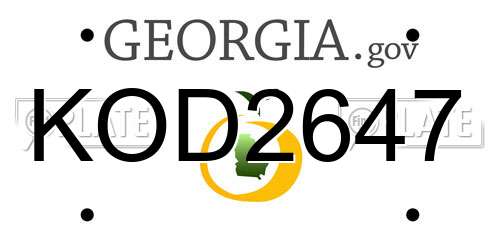 KOD2647 Georgia License Plate