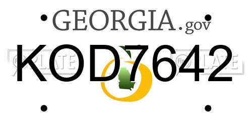 KOD7642 Georgia License Plate