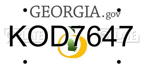 KOD7647 Georgia License Plate