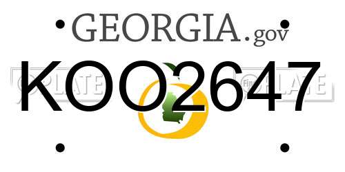 KOO2647 Georgia License Plate