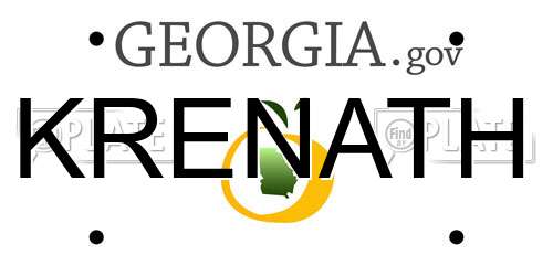 KRENATH Georgia License Plate