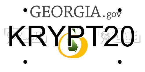 KRYPT20 Georgia License Plate
