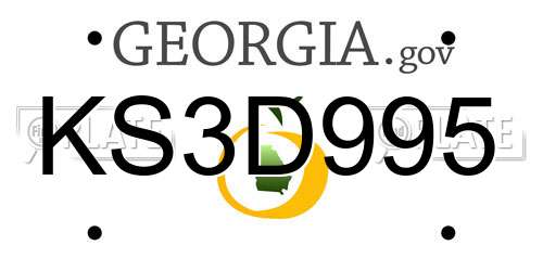 KS3D995 Georgia License Plate