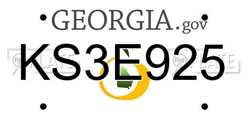 KS3E925 Georgia License Plate