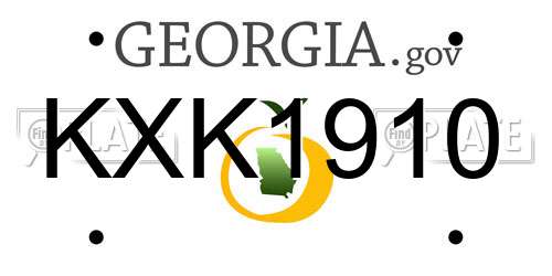 KXK1910 Georgia License Plate