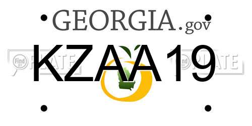 KZAA19 Georgia License Plate