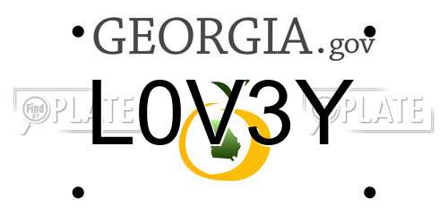 L0V3Y Georgia License Plate