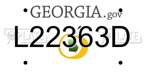 L22363D Georgia License Plate