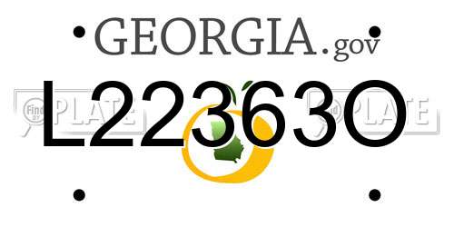 L22363O Georgia License Plate