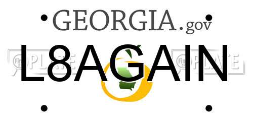 L8AGAIN Georgia License Plate