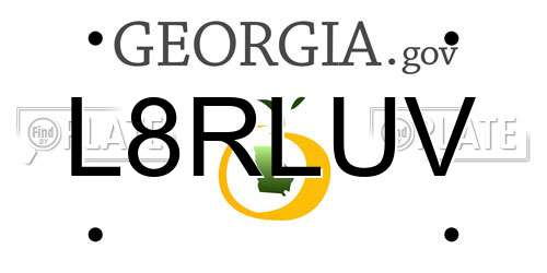 L8RLUV Georgia License Plate