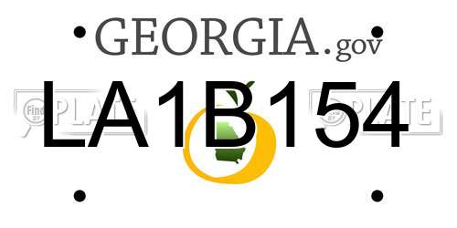 LA1B154 Georgia License Plate