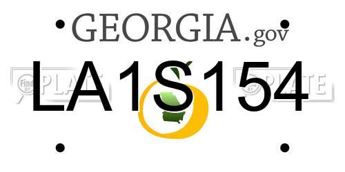 LA1S154 Georgia License Plate