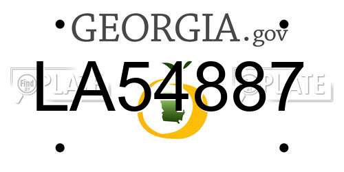 LA54887 Georgia License Plate
