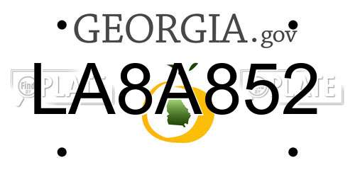 LA8A852 Georgia License Plate