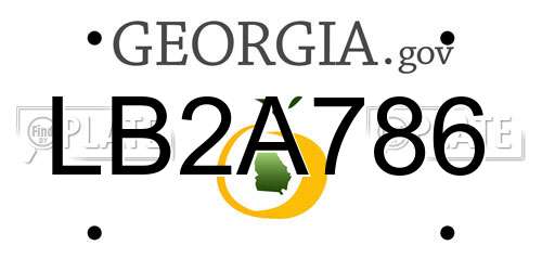LB2A786 Georgia License Plate