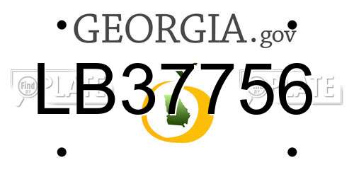 LB37756 Georgia License Plate