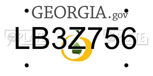 LB3Z756 Georgia License Plate