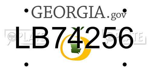 LB74256 Georgia License Plate