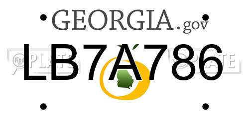 LB7A786 Georgia License Plate