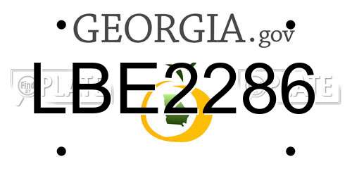 LBE2286 Georgia License Plate