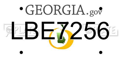 LBE7256 Georgia License Plate