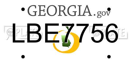 LBE7756 Georgia License Plate